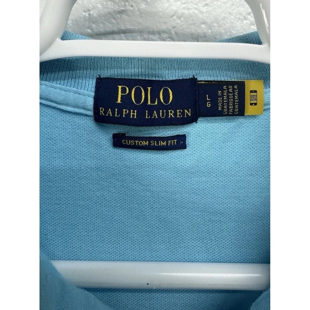 Polo Ralph Lauren Polo Shirt Aqua Blue Custom Slim Fit / Men's‎ Large